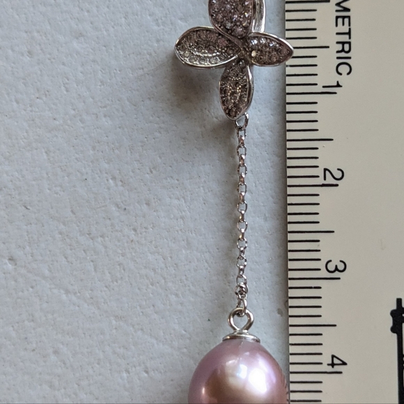 DROP NECKLACE Pink Freshwater Pearl Drop Necklace, 925, NWOT - Picture 5 of 5